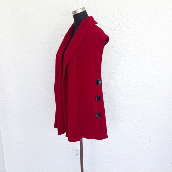 Soft Surroundings Cherry Red Mesa Button Vest Small #26312 Holiday Sweater - Picture 5 of 7